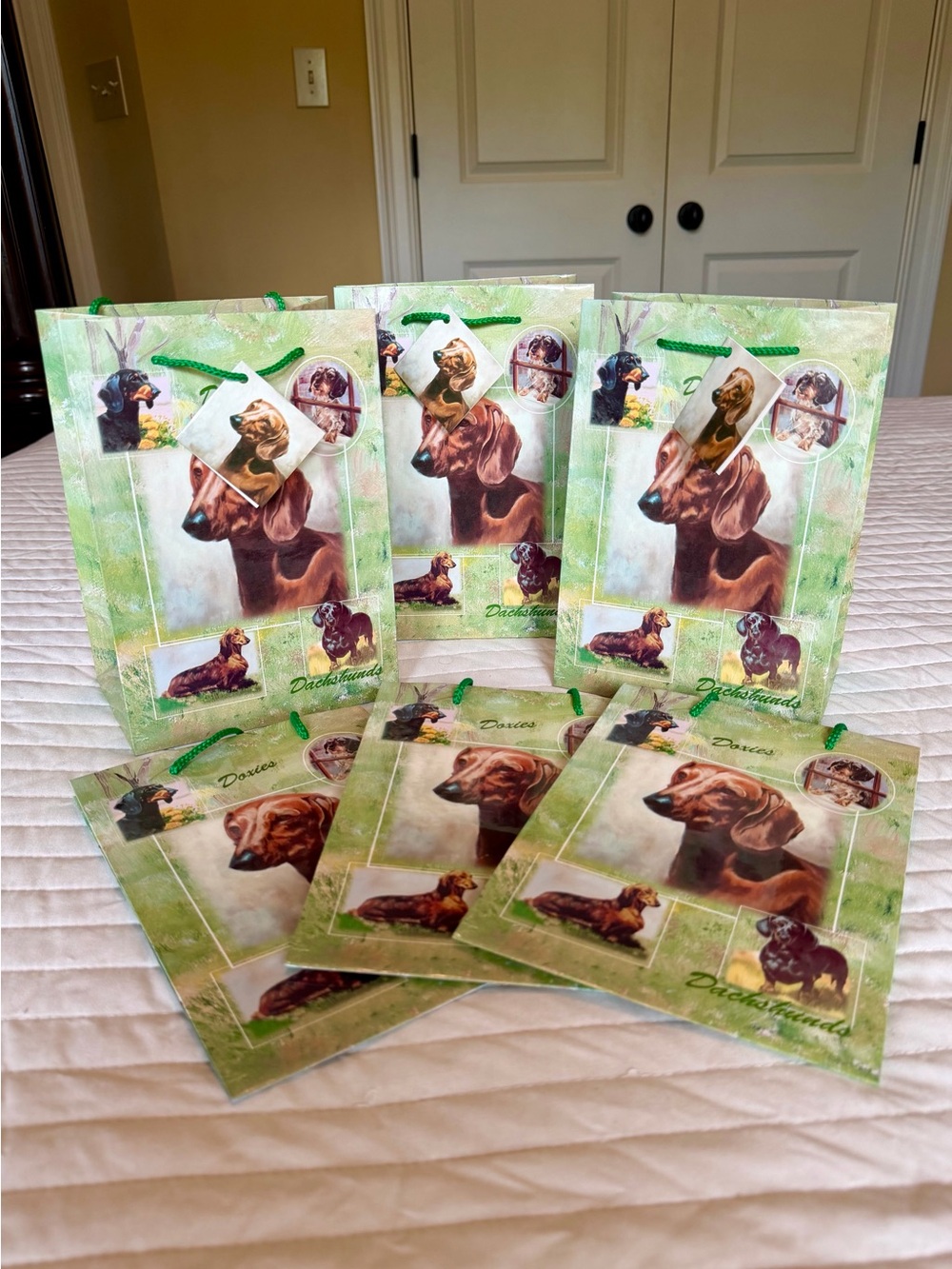 Dachshund Set of 6 Small Gift Bags Premium Design Best Friends By Ruth Maystead